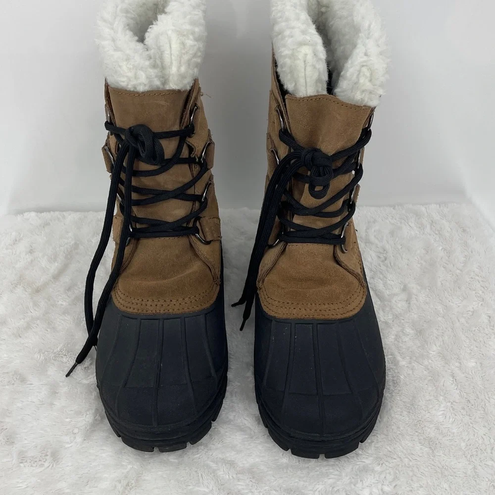 BASS LEATHER DUCK MENS  Brown and Black Winter Boots SIZE 7